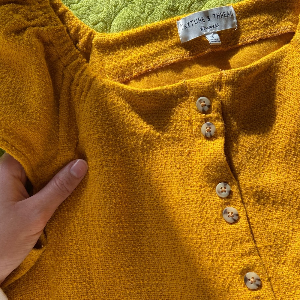 Texture and Thread mustard button down dress